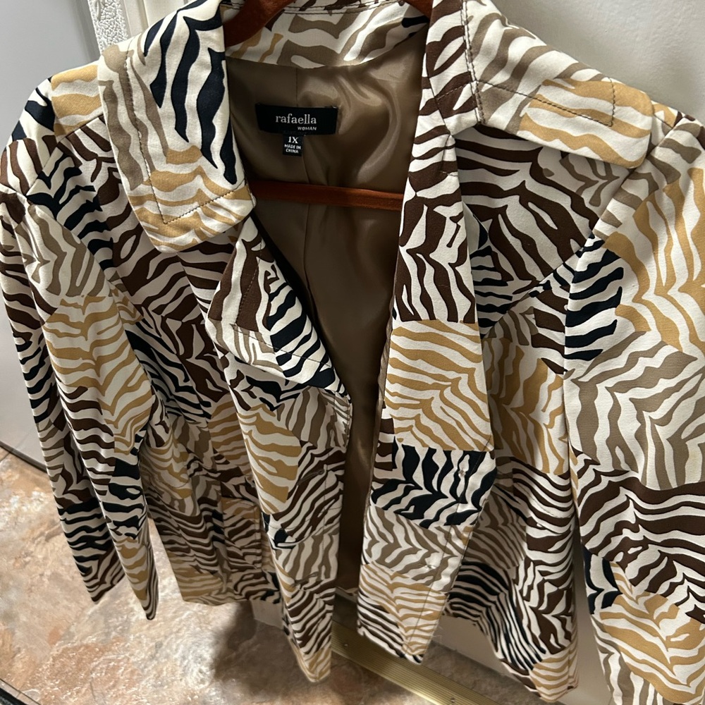 Rafaella Women's Animal Print Blazer - Brown, Black, Cream